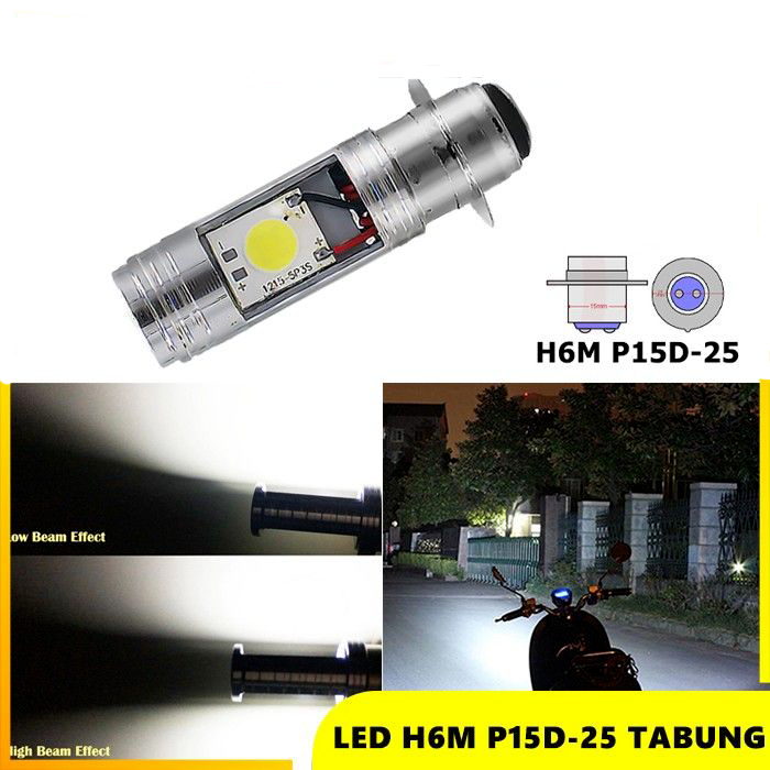 Lampu LED Headlamp Motor Lampu Utama H6 P15D-25 6 WATT Model Tabung AC DC