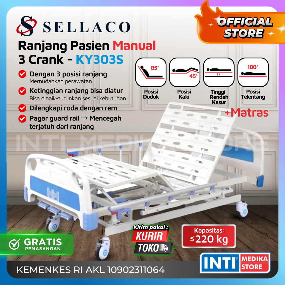 SELLA - Hospital Bed Pasien Manual 1 / 2 Crank | Ranjang Rumah Sakit