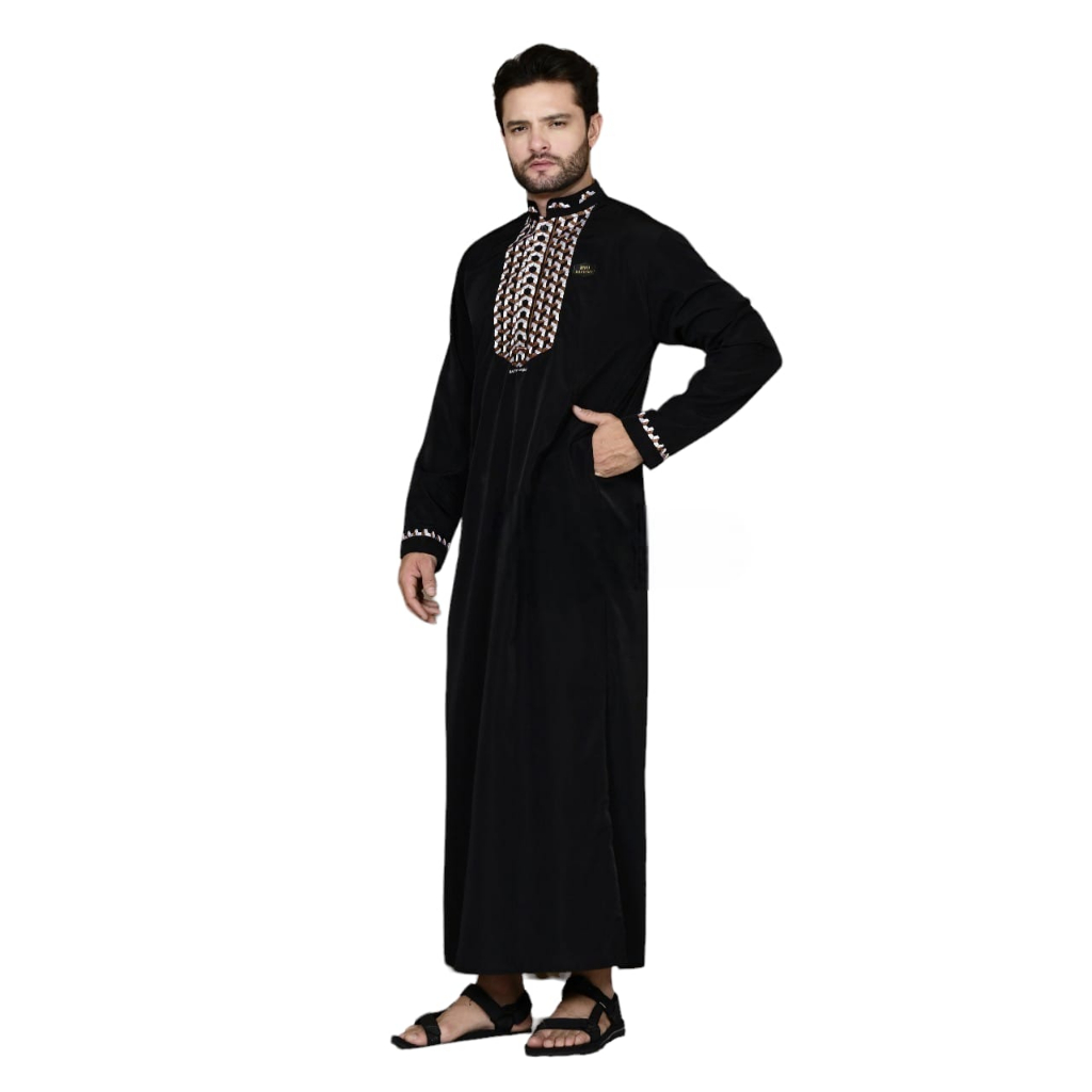 GAMIS JUBAH PRIA MUSLIM LENGAN PANJANG MOTIF BORDIR - JUBAH BORDIR - JUBAH PRIA TERBARU