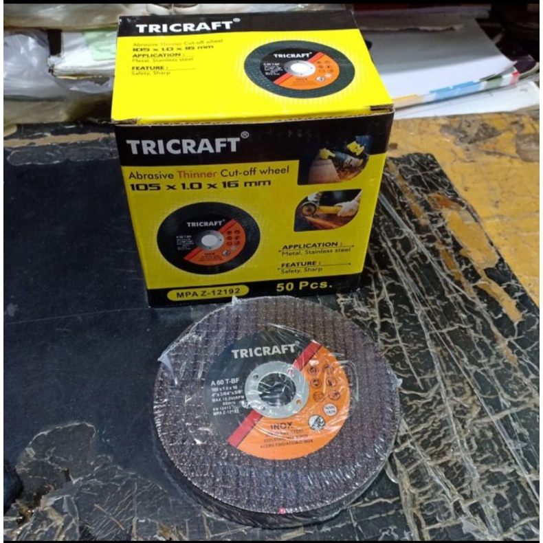 (TRICRAFT) 10 PCS Batu Gerinda Potong 4" TRICRAFT / Mata Gerinda Gurinda Grinda POTONG 4 Inch TRICRA
