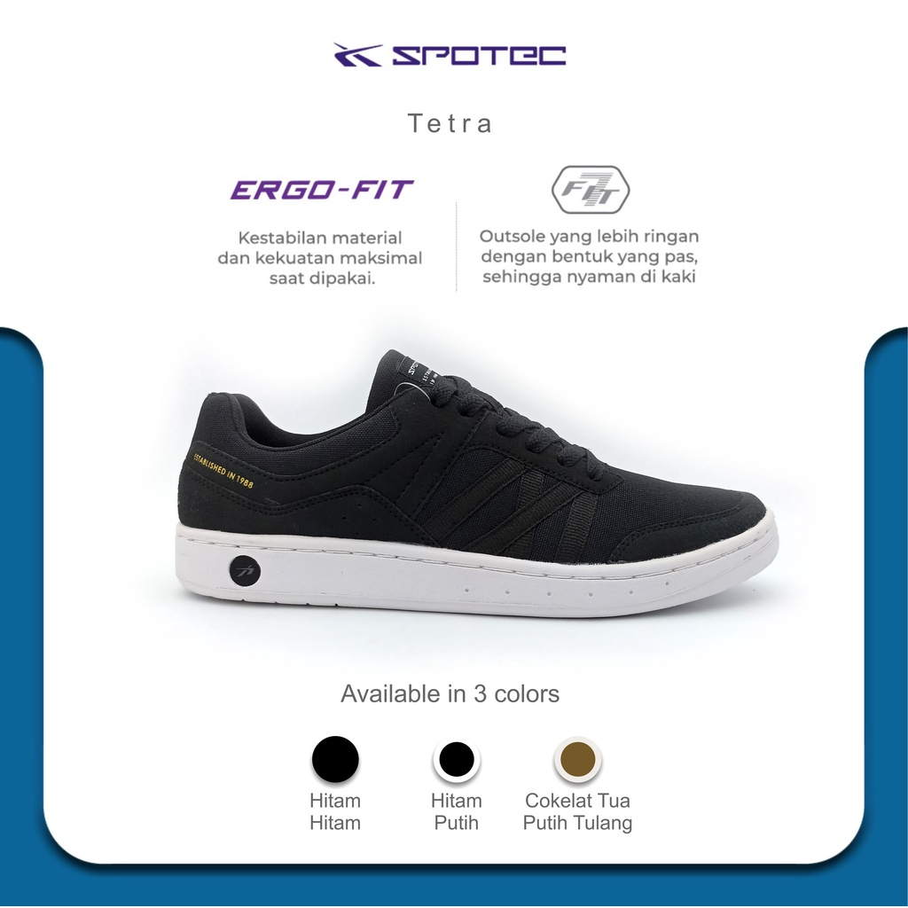 SPOTEC Sepatu SNEAKER Artikel TETRA-hitam/putih | Original Spotec