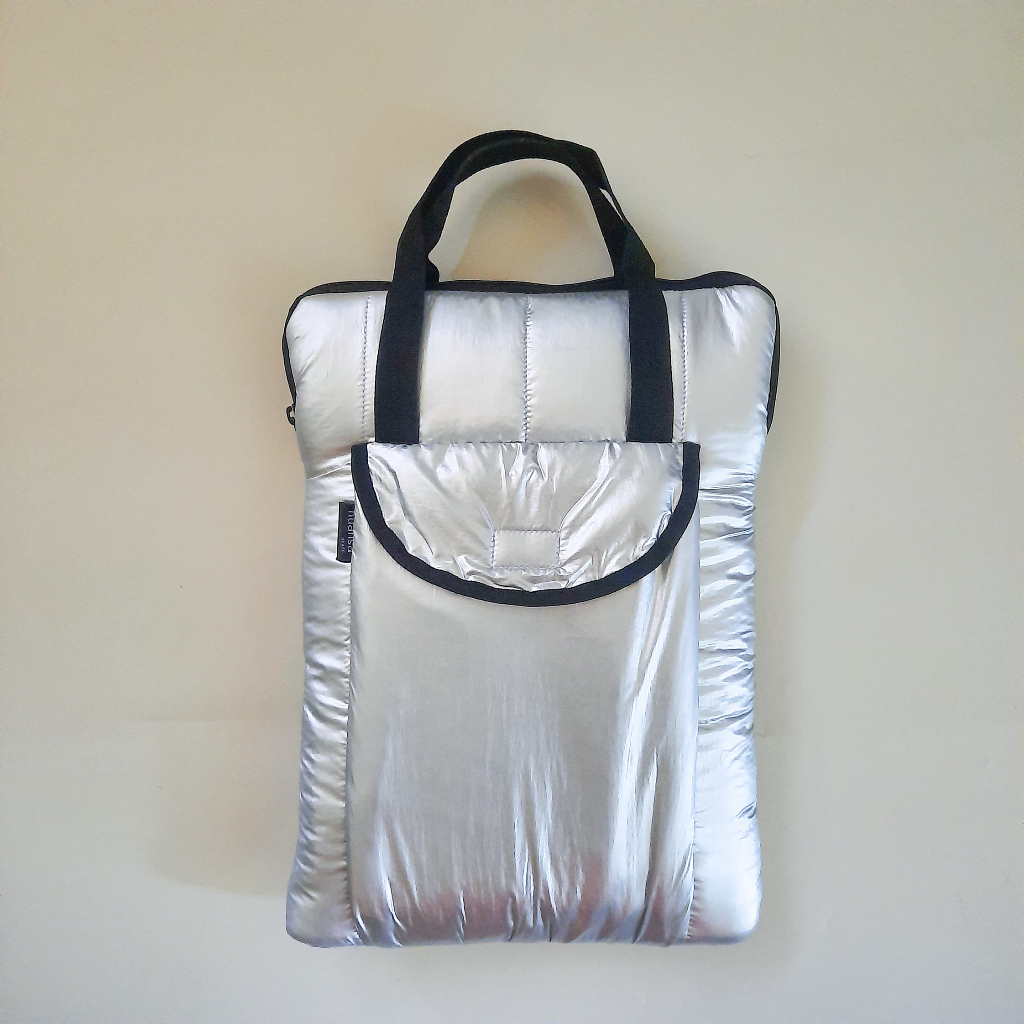 Tas Laptop Sleeve Puffy Waterproof Silver