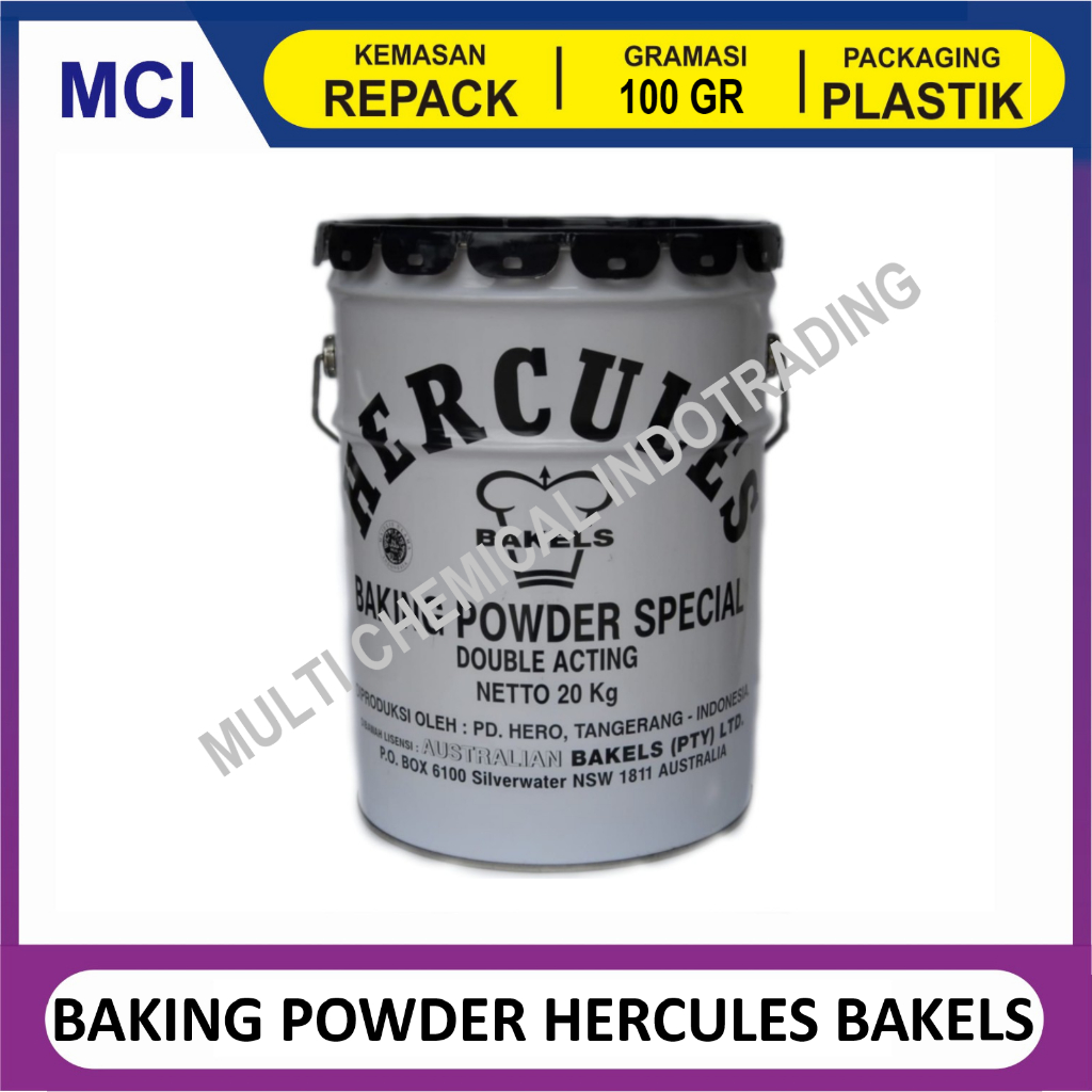 

BAKING POWDER SPECIAL HERCULES BAKELS DOUBLE ACTING - REPACK 100 GR