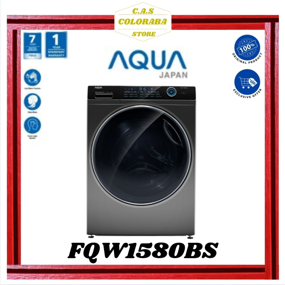 MESIN CUCI AQUA FQW1580BS MESIN CUCI FRONT LOADING 15 KG FQW1580 MESIN CUCI AQUA 1 TABUNG 15 KG