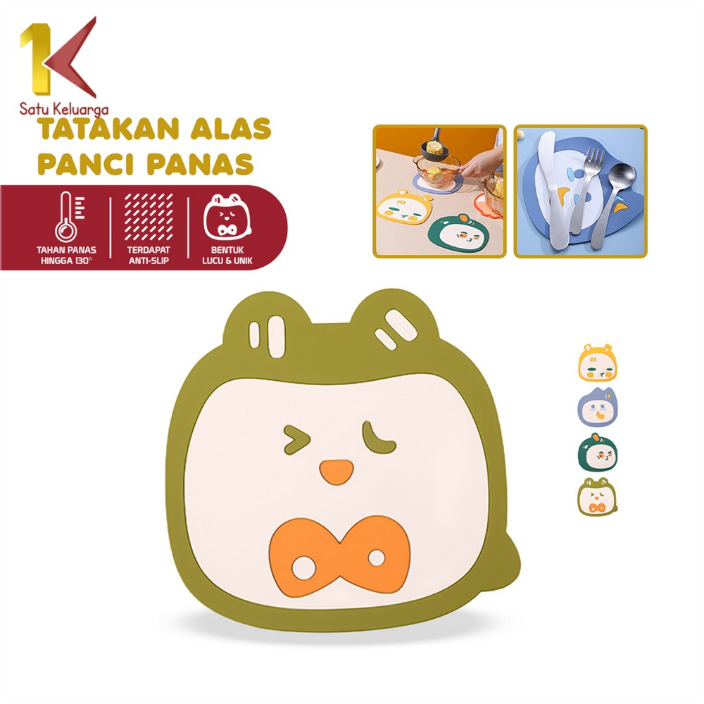 Satu Keluarga Tatakan Gelas Silikon Motif Karakter Lucu C868 Tatakan Alas Panci Panas Placemat Tahan