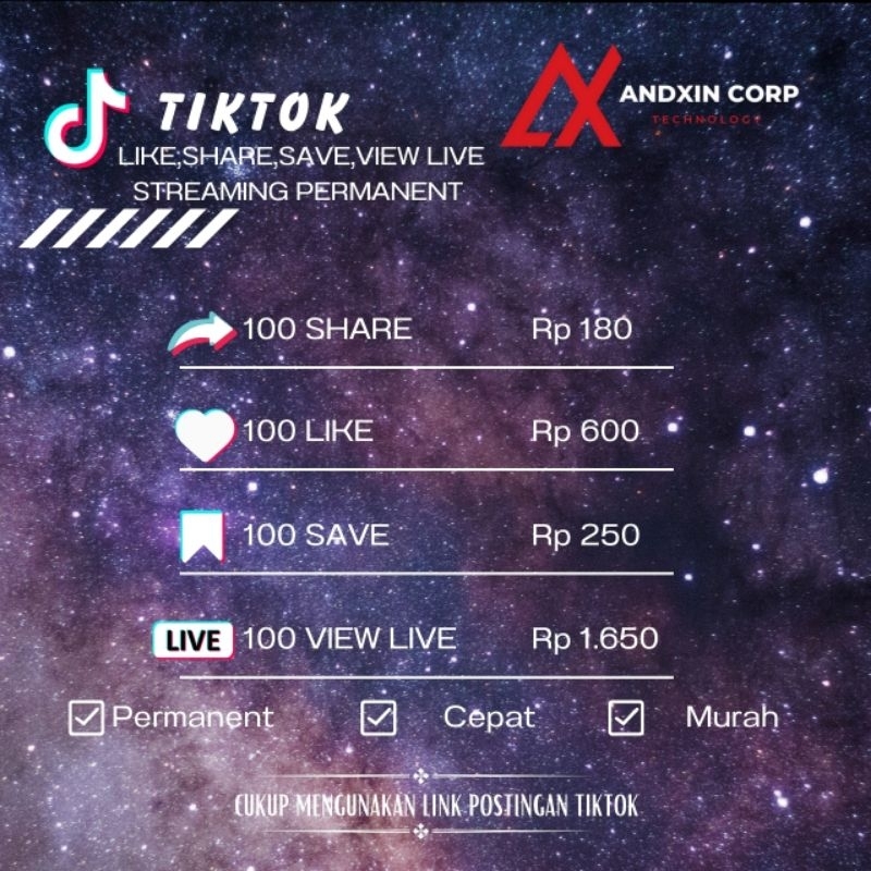 Paket TikTok Like, Share & Viewer Terbaik Termurah