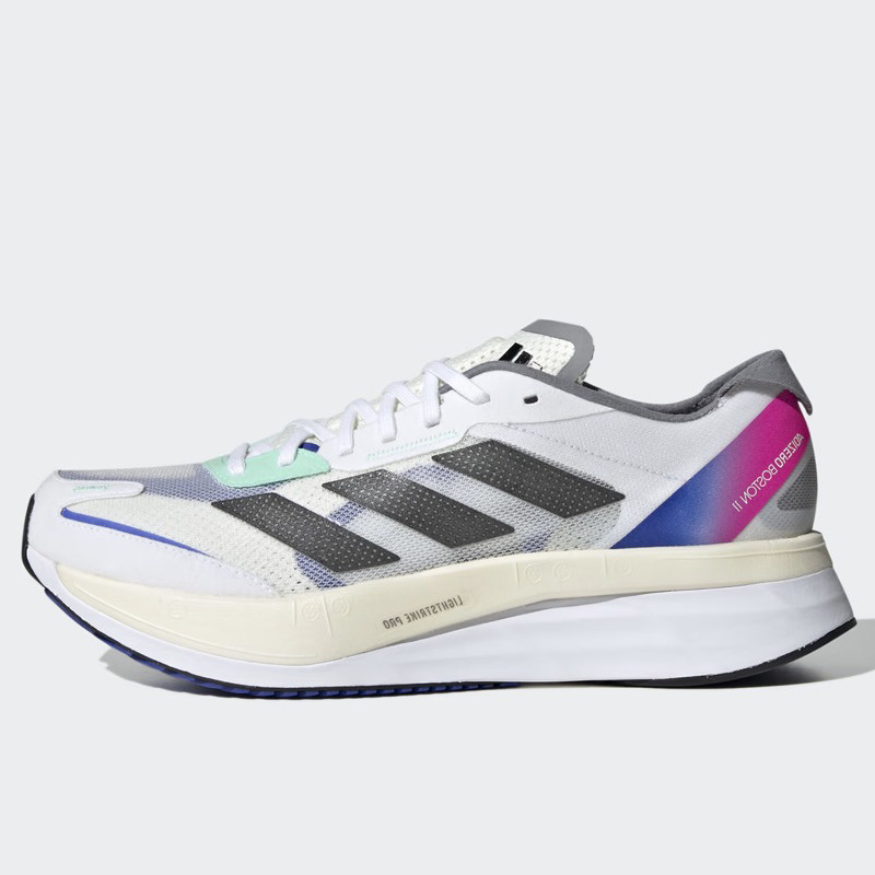 Sepatu Lari Adidas Adizero Boston 11 White Lucid Blue Fuchsia