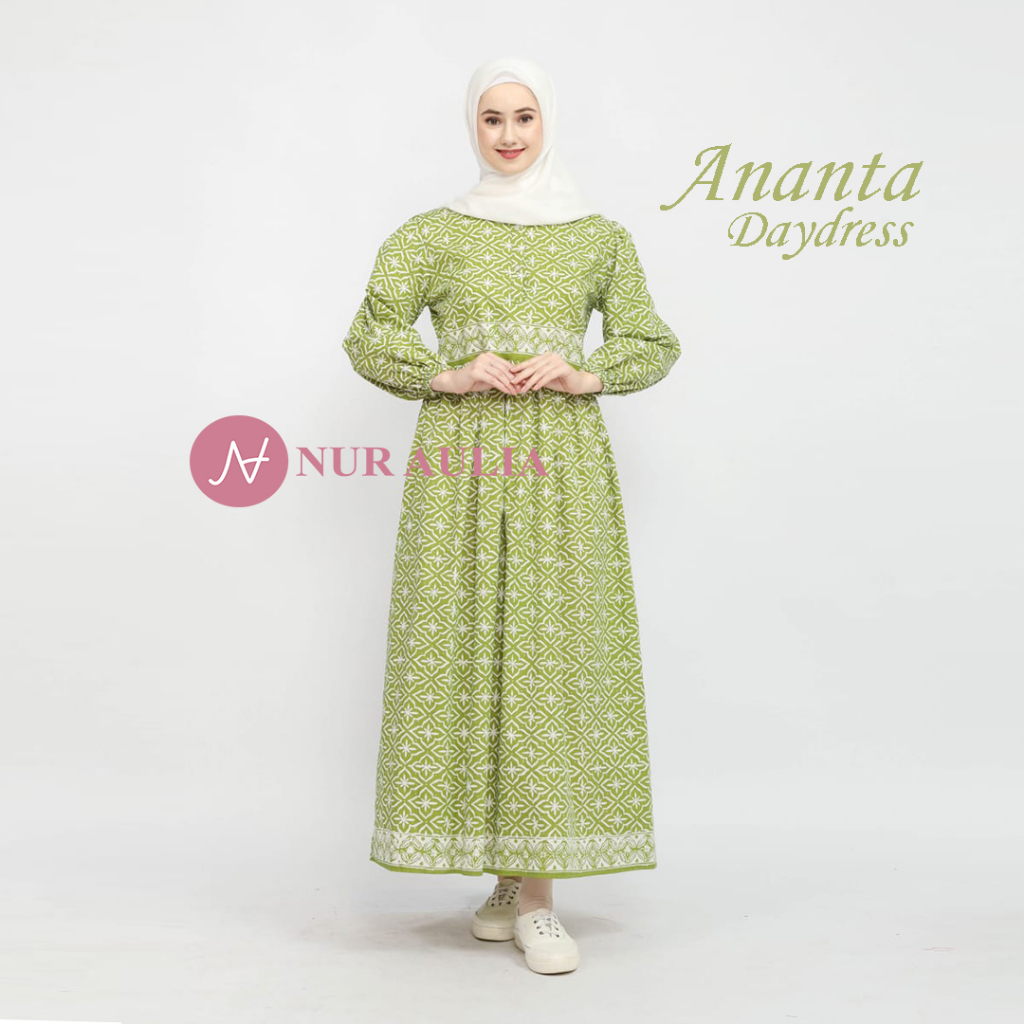 Nur Aulia Dress Harian ANANTA - Adem Rapih Simpel - All Size S - Jumbo/Baju Besar Modis Murah