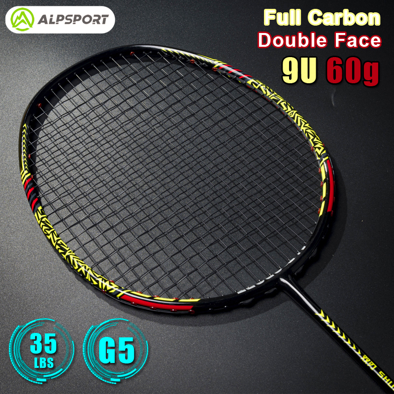 ALPSPORT SR 9U 58g MAX 35Lbs T800 Raket Bulu Tangkis Dua Sisi Warna G5 100% Persen Asli Serat Karbon