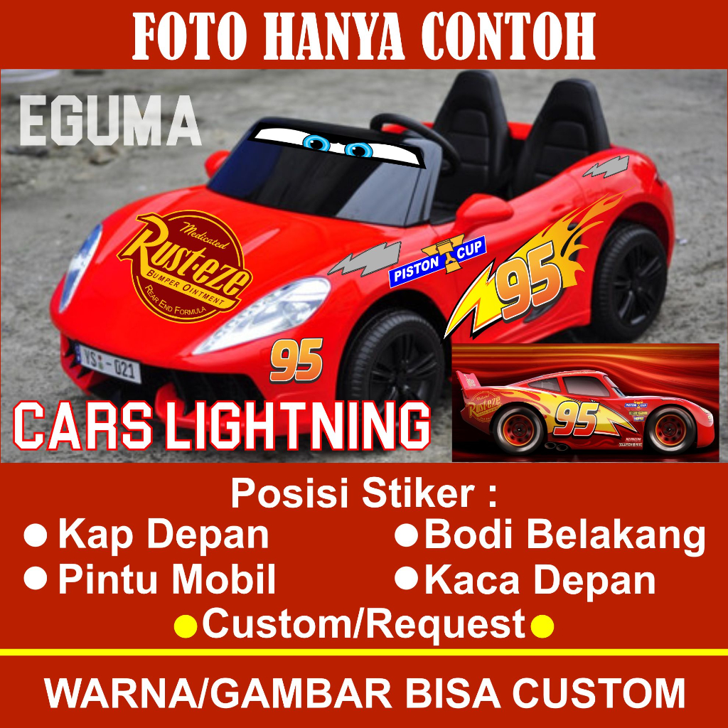 Stiker CARS Lightning McQueen / Mobil Aki Anak Mobil YUKITA 021 031