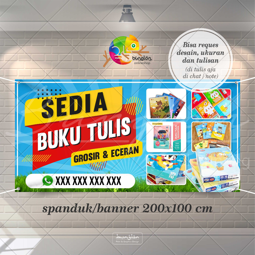

Size 200x100 Cm Spanduk Banner Toko Sedia Buku Tulis