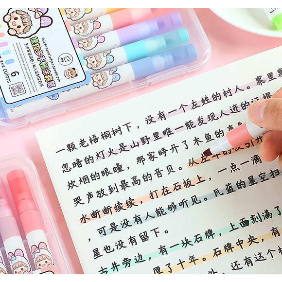 

D3W! Highlighter 6 Warna Pastel Doodle Pen 1 Set 6 Pcs Buat Jurnaling Edisi Dodogirl TLD137