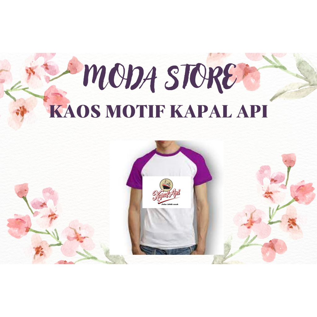 Kaos Putih Polos List Ungu Motif Kapal Api