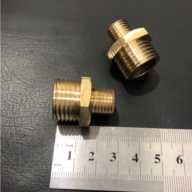 DOUBLE NEPEL KUNINGAN DERAT LUAR // HARGA 1pcs / BESAR-KECIL KNG nepel kran 1/2” x 1/4” inci  & 1/2”