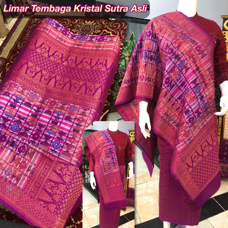 Songket Limar Tembaga Sutra Asli/ songket tenun asli palembang /ilham songket palembang