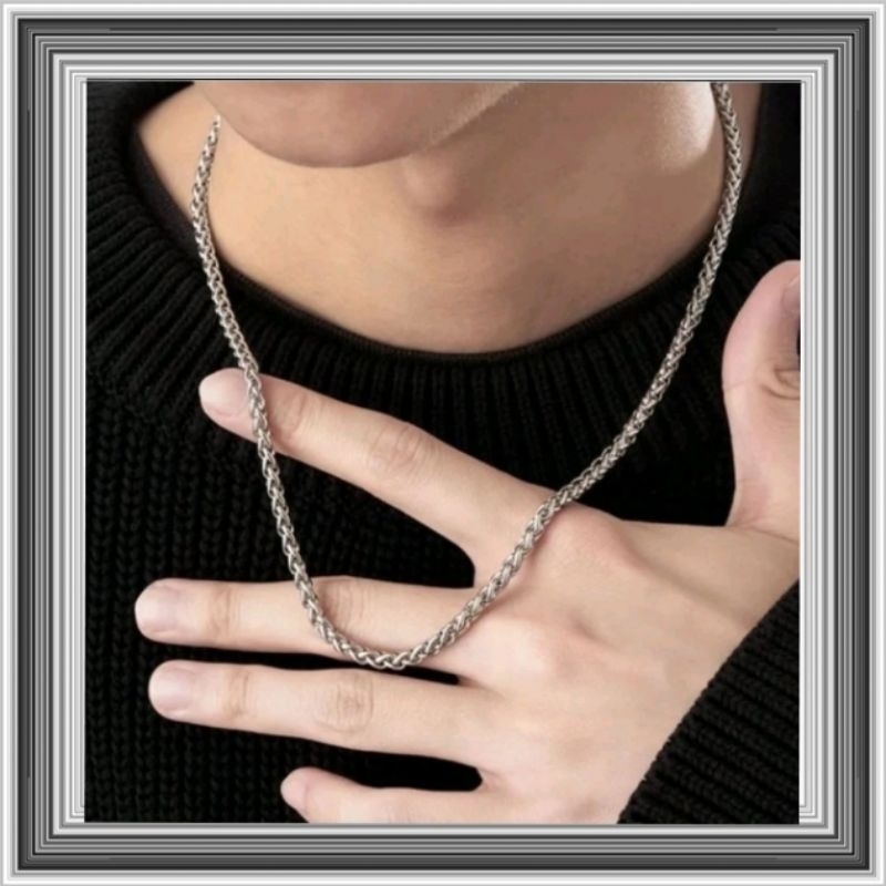 KALUNG RANTAI PRIA MODEL SISIK NAGA KALUNG TITANIUM ANTIKARAT PRIA KALUNG PRIA MODEL SISIK NAGA TERB