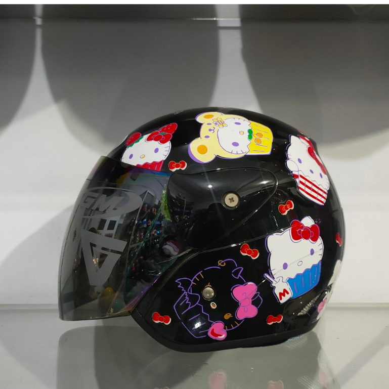 HELM GM EVOLUTION MOTIF HELLO KITTY visor Pelangi Original