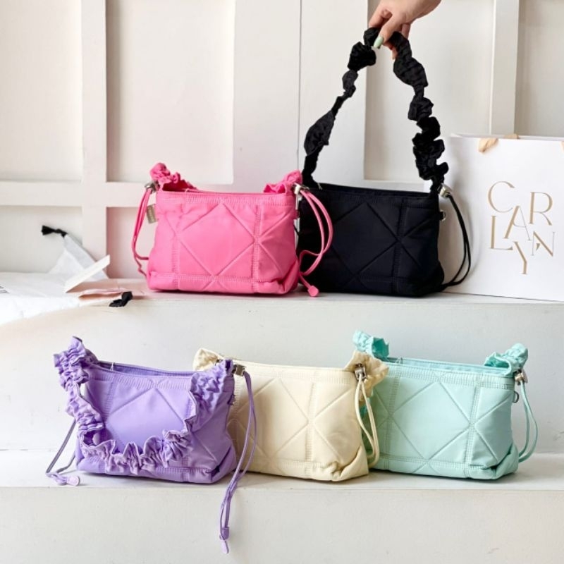 PROMO SALE Tas selempang bahu carlyn hitam pink ungu lilac putih biru tosca hijau