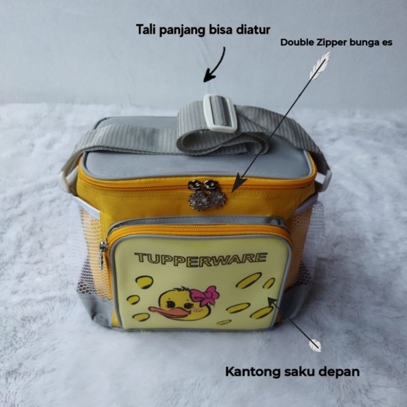 Tas Bekal Sling Bag Anak motif Farm Animal ( Zipper bunga es )