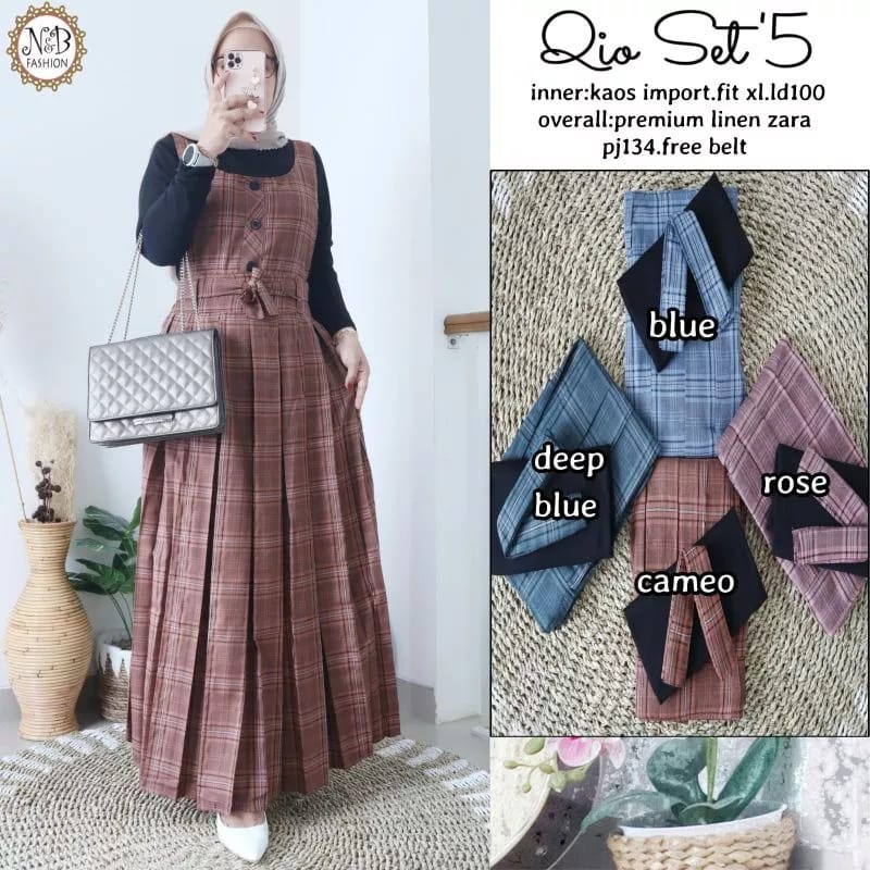 Set Overall Flanell Kotak Free Manset Overall Trendy Kekinian 2023 Terbaru