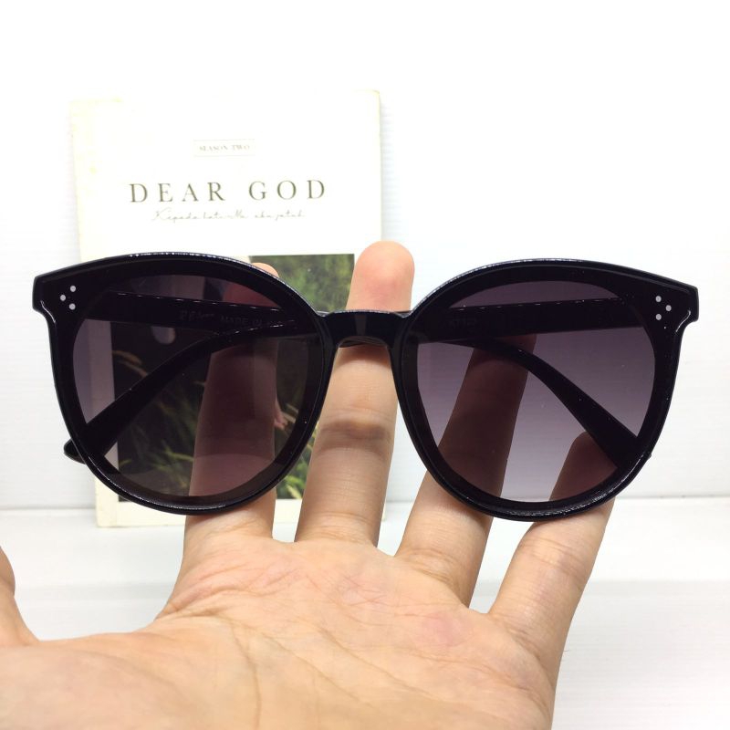 KT323 Kacamata Sunglasses Model Oval Cowok Cewek Kacamata Fashion Hitam