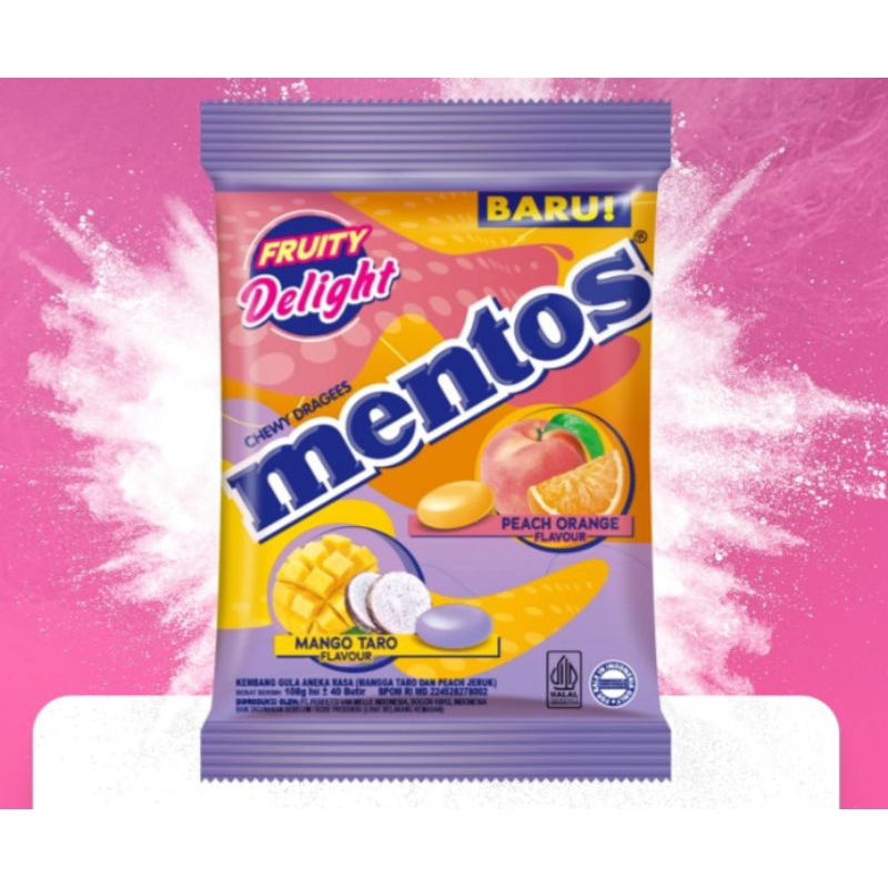 

Mentos Fruity Delight Satu Bungkus Rasa Mango Taro dan Peach Orange