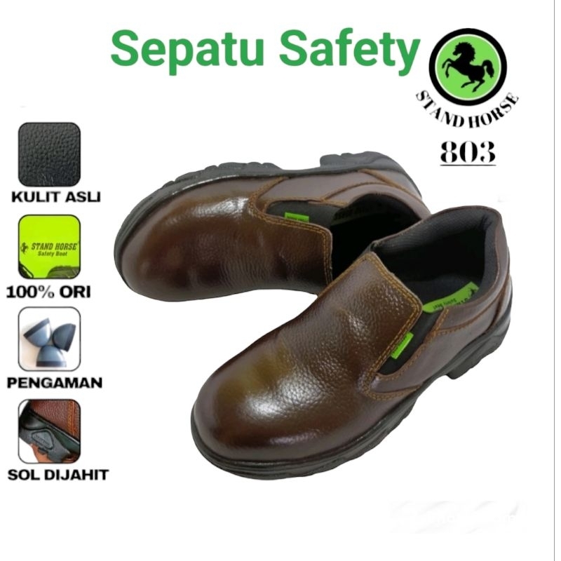 Sepatu Safety Pendek Pria Ujung Besi Kulit Sapi Asli Safety Shoes Pria