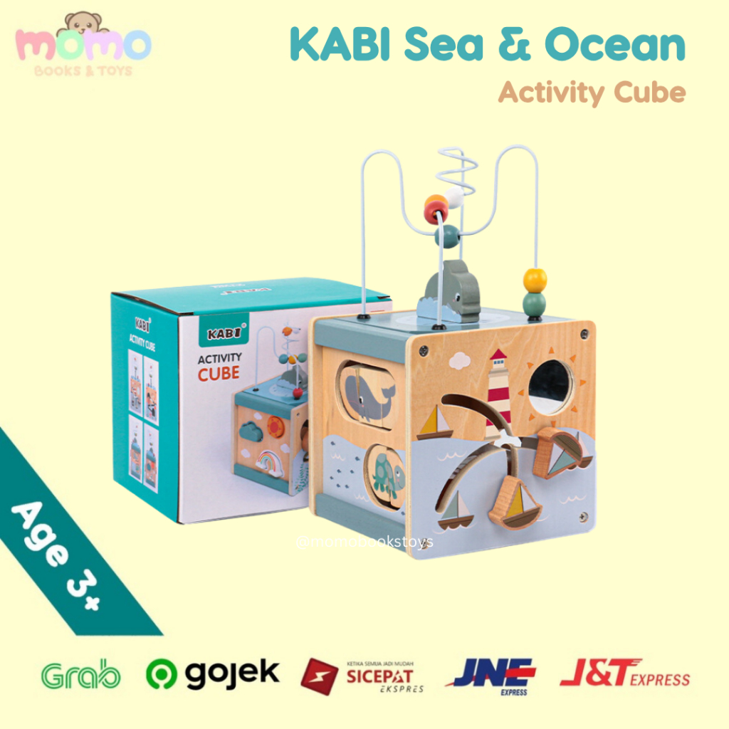 [MOMO] KABI Activity Cube Baby Busy Multifunction Box | Shape Sorter Wire Beads Maze | Mainan Edukas