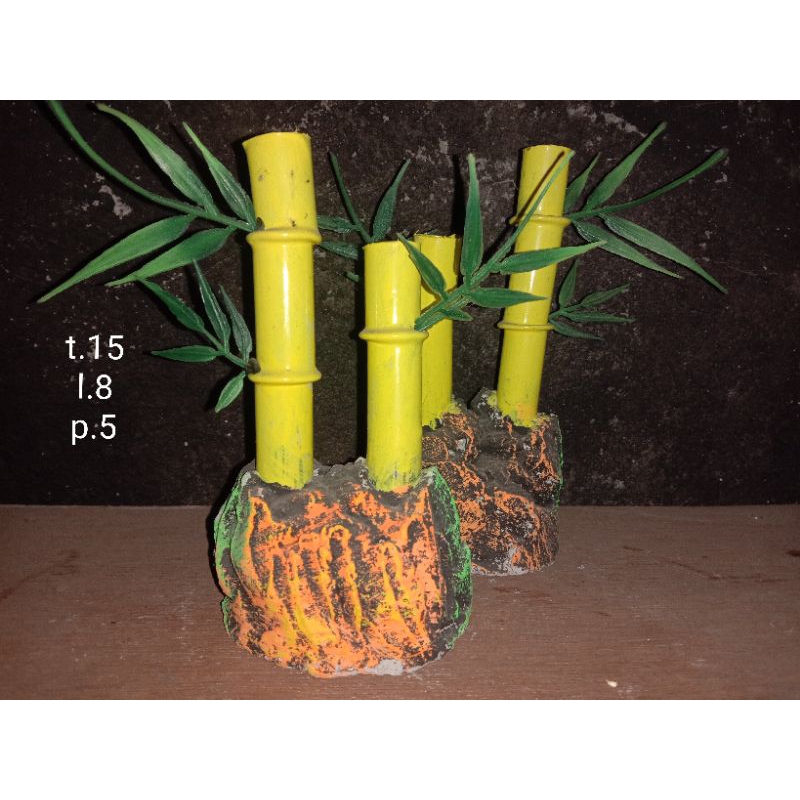 hiasan aquarium bambu