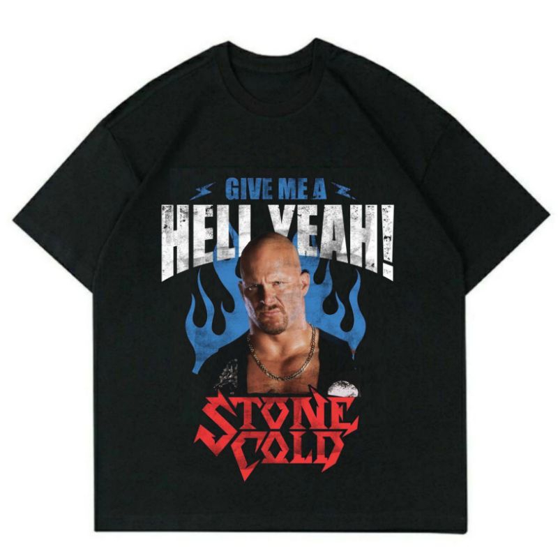 KAOS VINTAGE STONE COLD | ART HELL YEAH | KAOS HITAM VINTAGE SMACKDOWN WWE| KAOS HITAM OVERSIZE TERL