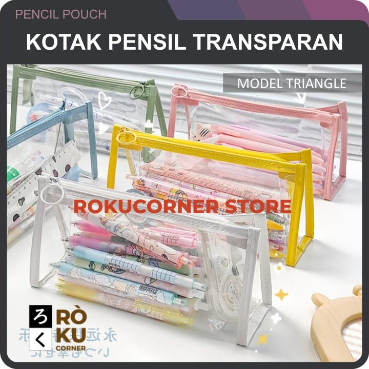 

Tempat Pensil Transparan Tepak Pensil Alat Tulis Zipper Pouch Pencil Case Anak