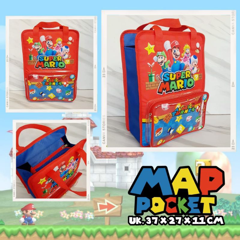 MAP POCKET CUSTOM MOTIF NAMA Tas les Anak Sekolah lucu FOLDER DATA BAG PRINT GOODIE BAG ULTAH SOUVEN
