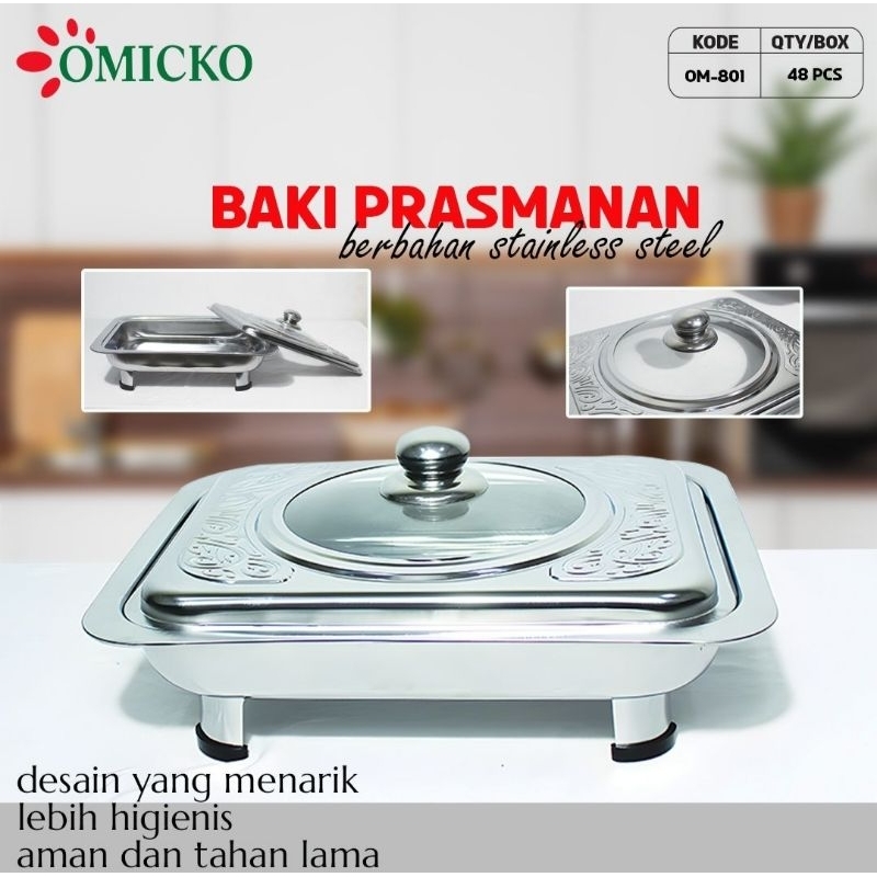Prasmanan Set Wadah Saji-Stainless Steel Bentuk Persegi Panjang