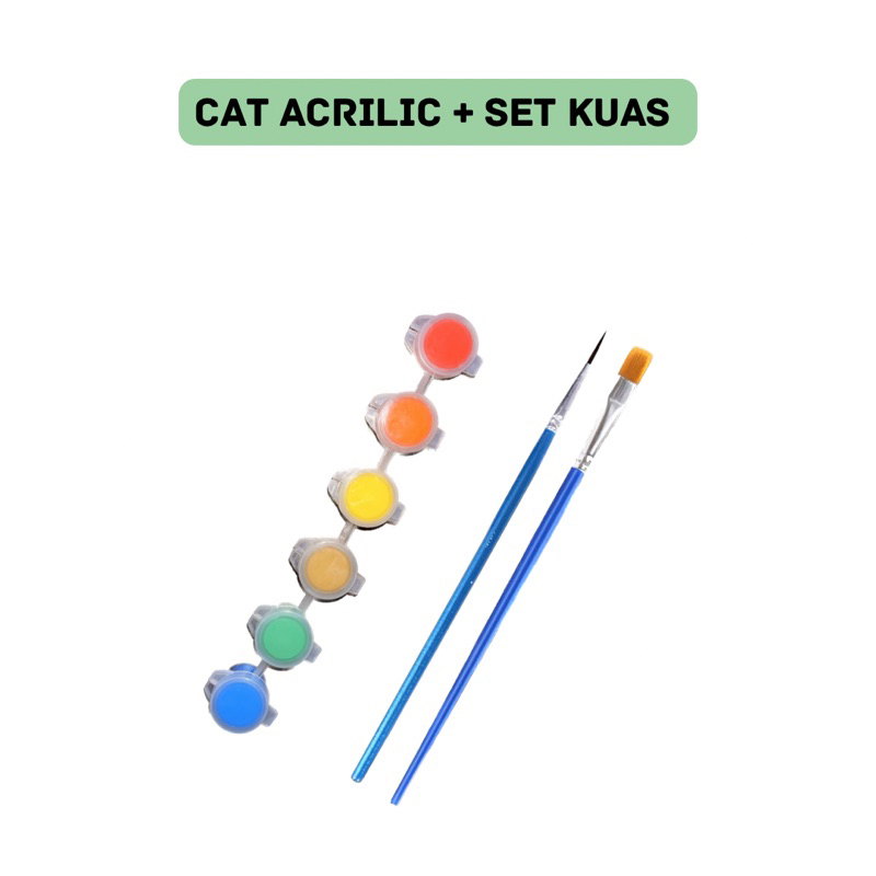 

Cat Acrilic Set 6 warna & 2 kuas lukis Pewarna Akrilik Mainan Anak