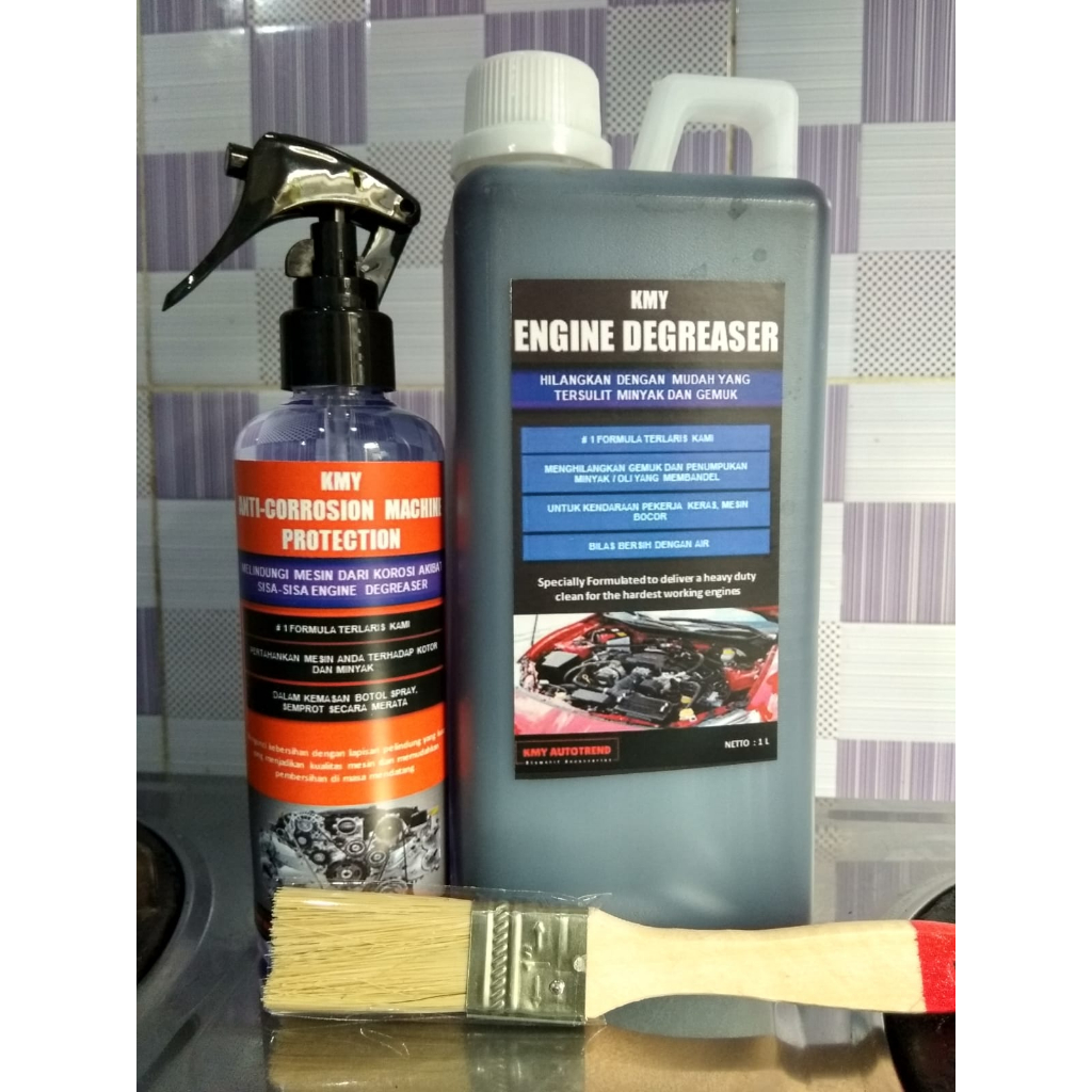 Paket Lengkap KMY Engine Degreaser dan Engine Protector. Cairan Pembersih Body Blok Mesin dan Penghi