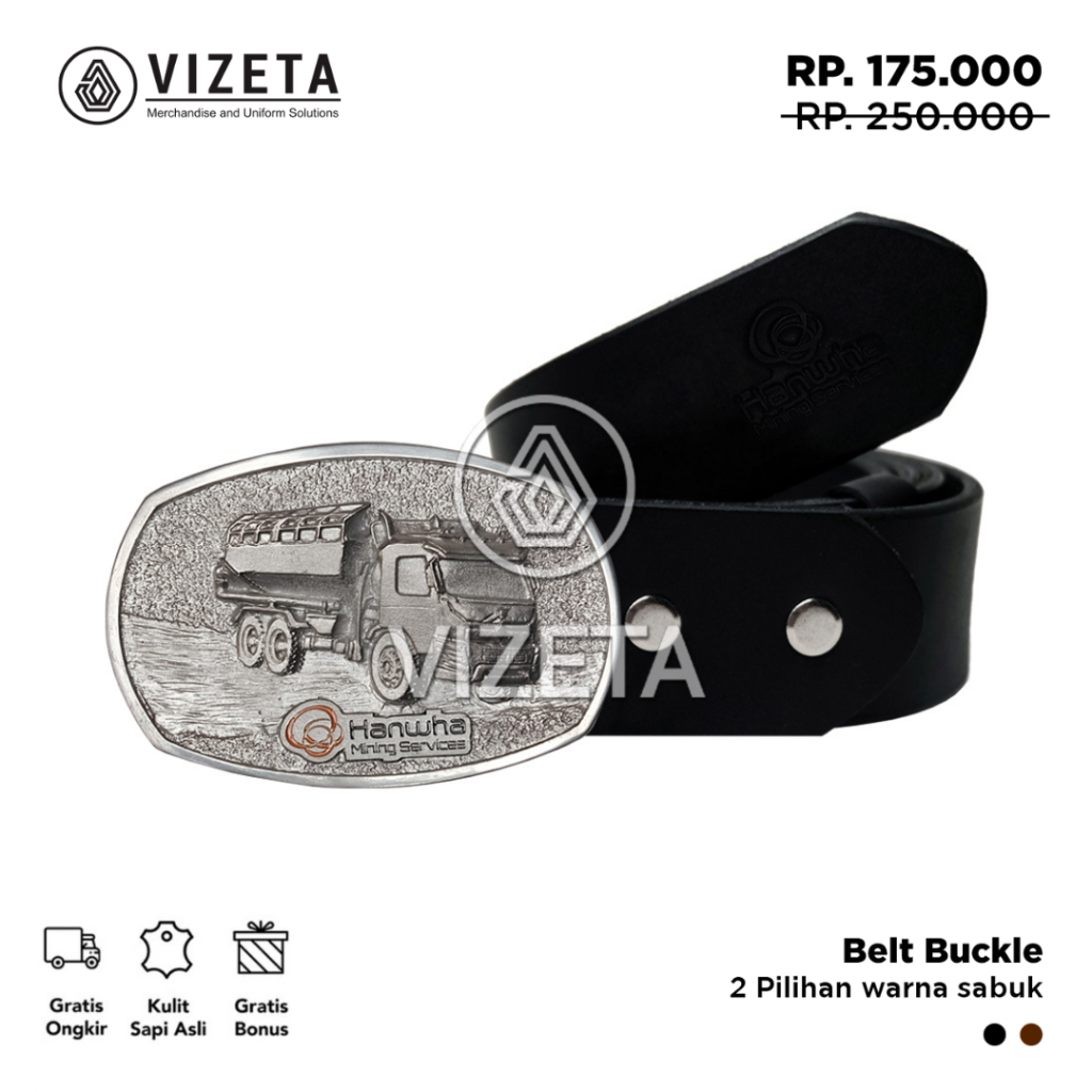 Sabuk Tambang Hanwha Ikat Pinggang Belt Buckle Gesper Casual Bahan Kulit Asli By Vizeta