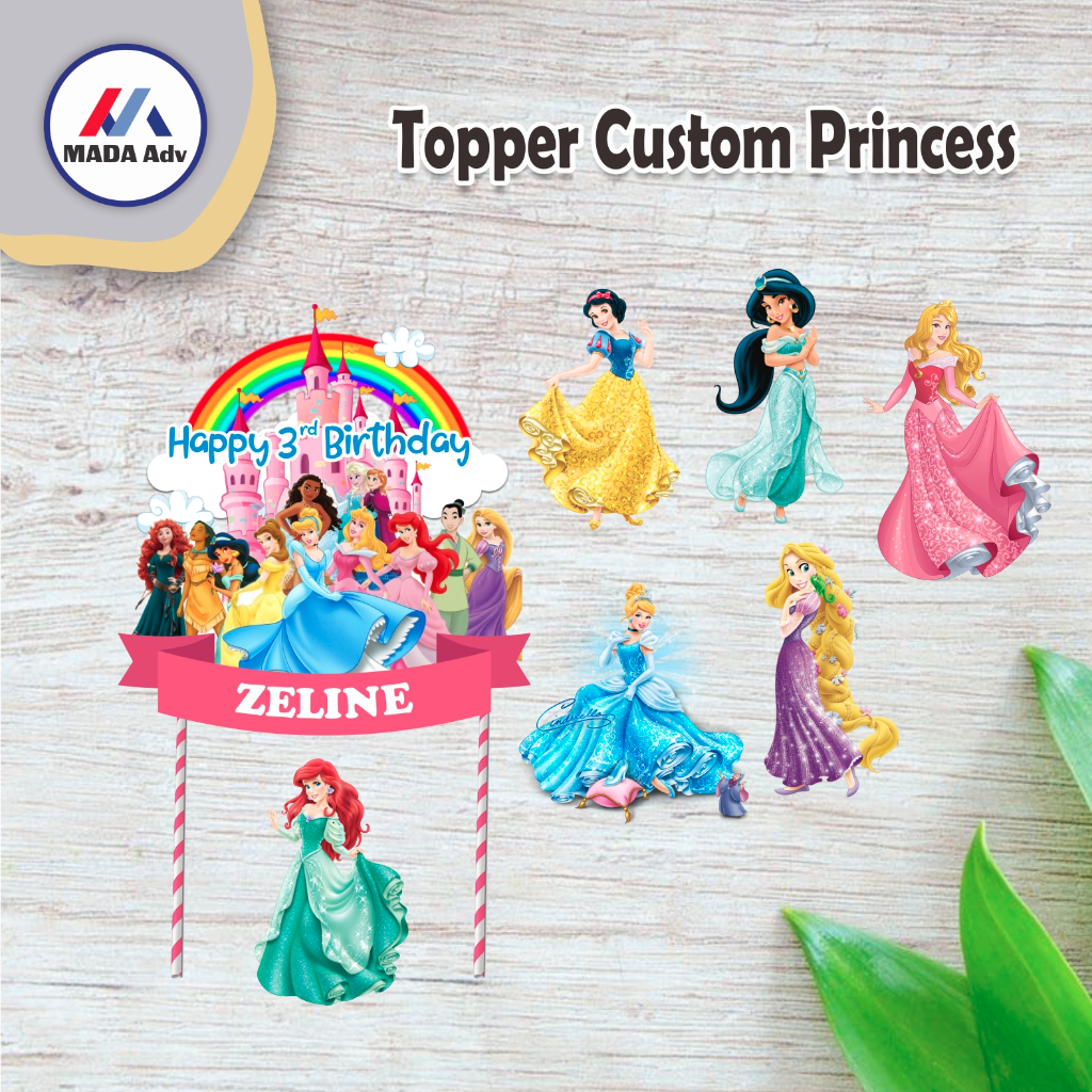 Topper Cake Kue Princess Disney/ Topper Cake Kue Murah/ Topper Cake Kue Nama & Foto / Topper Cake Ku
