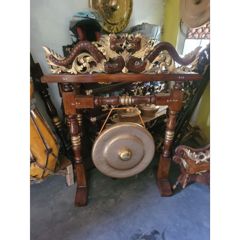 gong peresmian dim 55 cm besi pencu kuningan + tiang gong