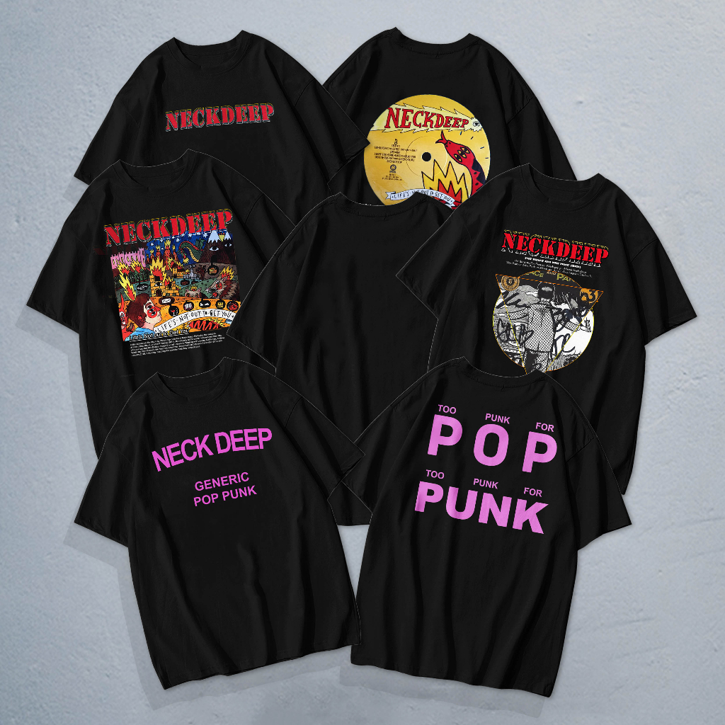 Kaos Oversize Band Pria Hitam Neckdeep Tshirt Reguler