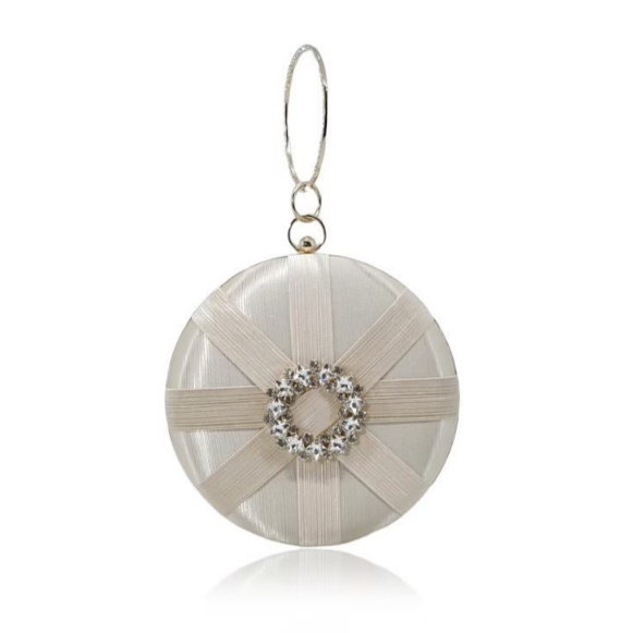 Tas Pesta Wanita Bulat Satin Diamond R-2021 Clutch