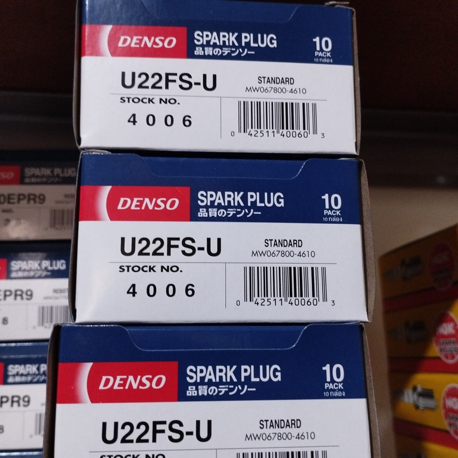 Busi DENSO U22FS-U  1 KOTAK ISI 10 PCS untuk Motor mio, Grand, Supra, Shogun, Smash