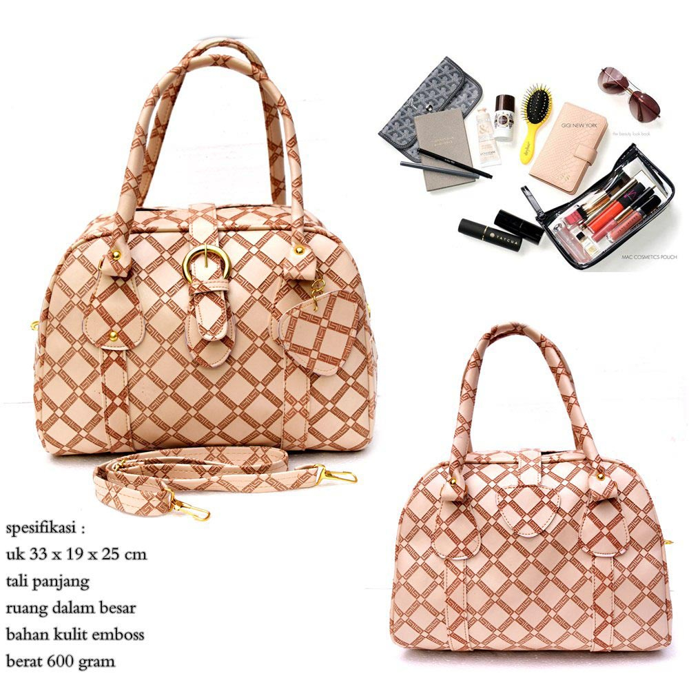 tas Multifungsi travel wanita emboss kasual Cream