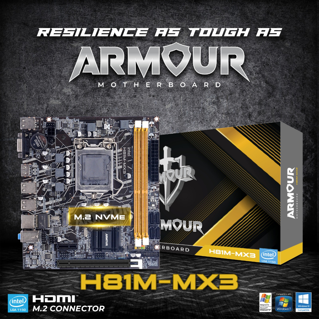 MOTHERBOARD ARMOUR H81 M2 NVME 1TH GARANSI RESMI H 81 NEW
