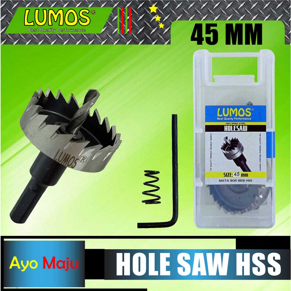 Hole Saw HSS LUMOS 45mm / HoleSaw Besi 45mm / Mata Bor Besi 45 mm HSS
