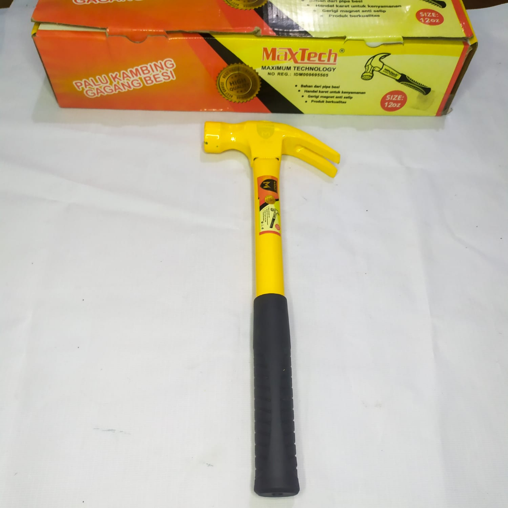 Palu Kambing Full Besi Maxtech Pipa Besi 12 oz Gagang Besi Claw Hammer
