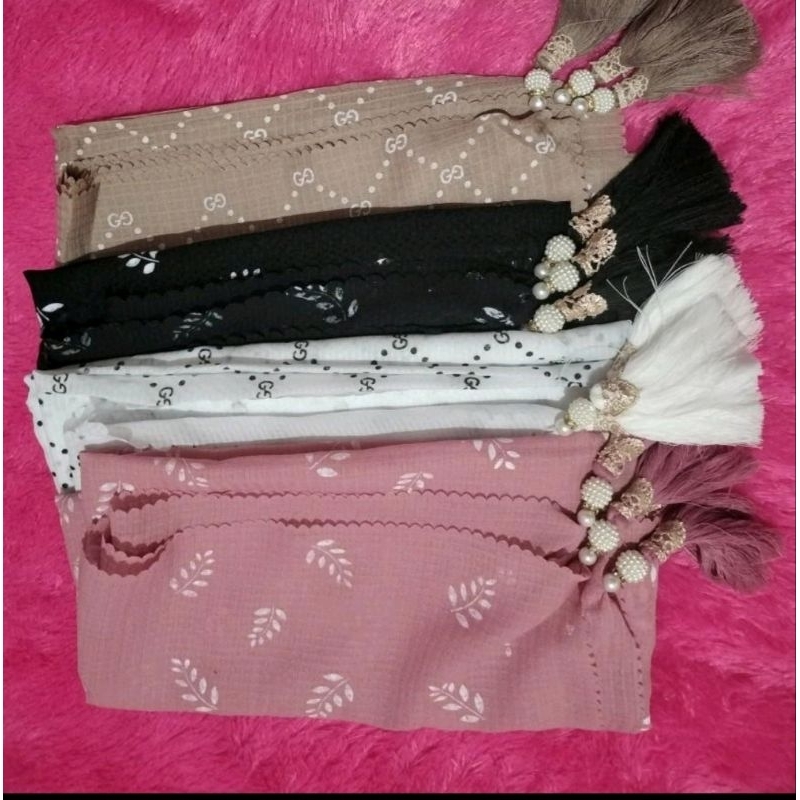 segi empat tasel wafle Rubicon premium jambul isi 5 hijab random