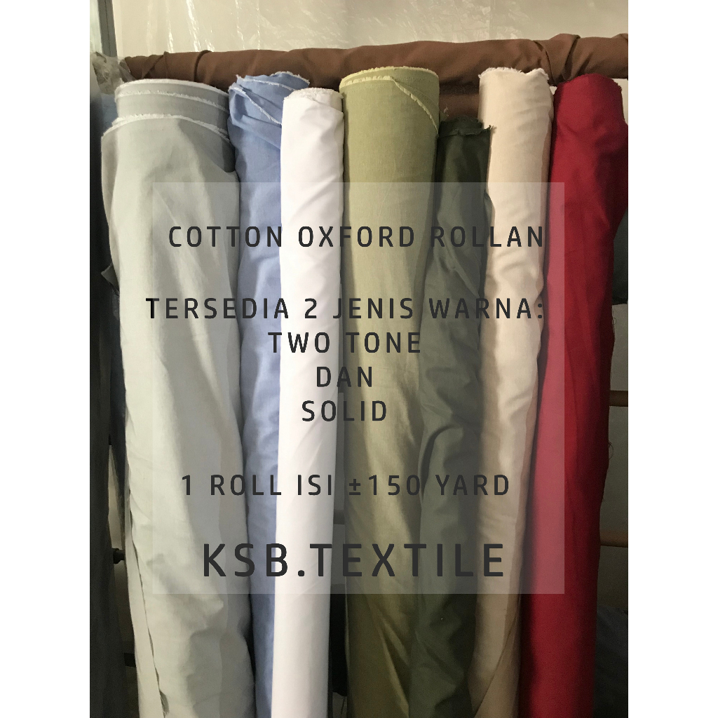 KHUSUS ROLL OXFORD - Cotton Oxford Premium Warna Two Tone dan Solid / Kain Katun Yarn Dyed / Kain Ka