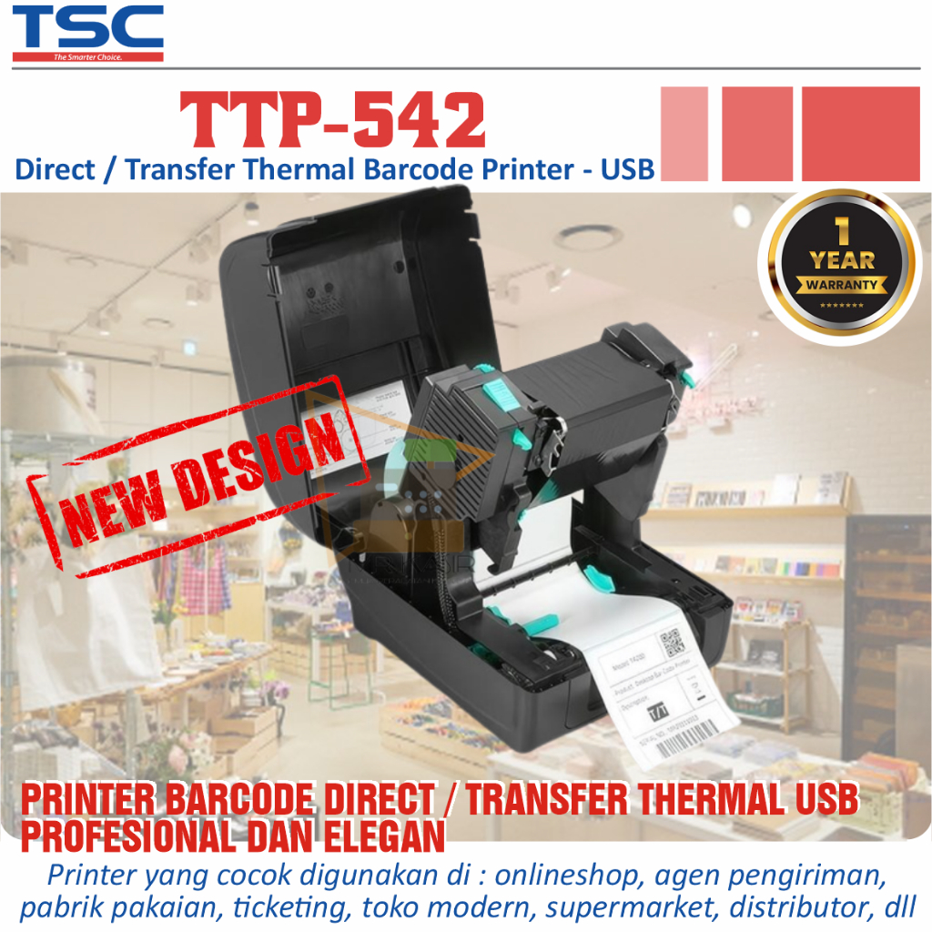 Printer Barcode Label Sticker TSC TTP542 TTP 542 Thermal Direct Transfer