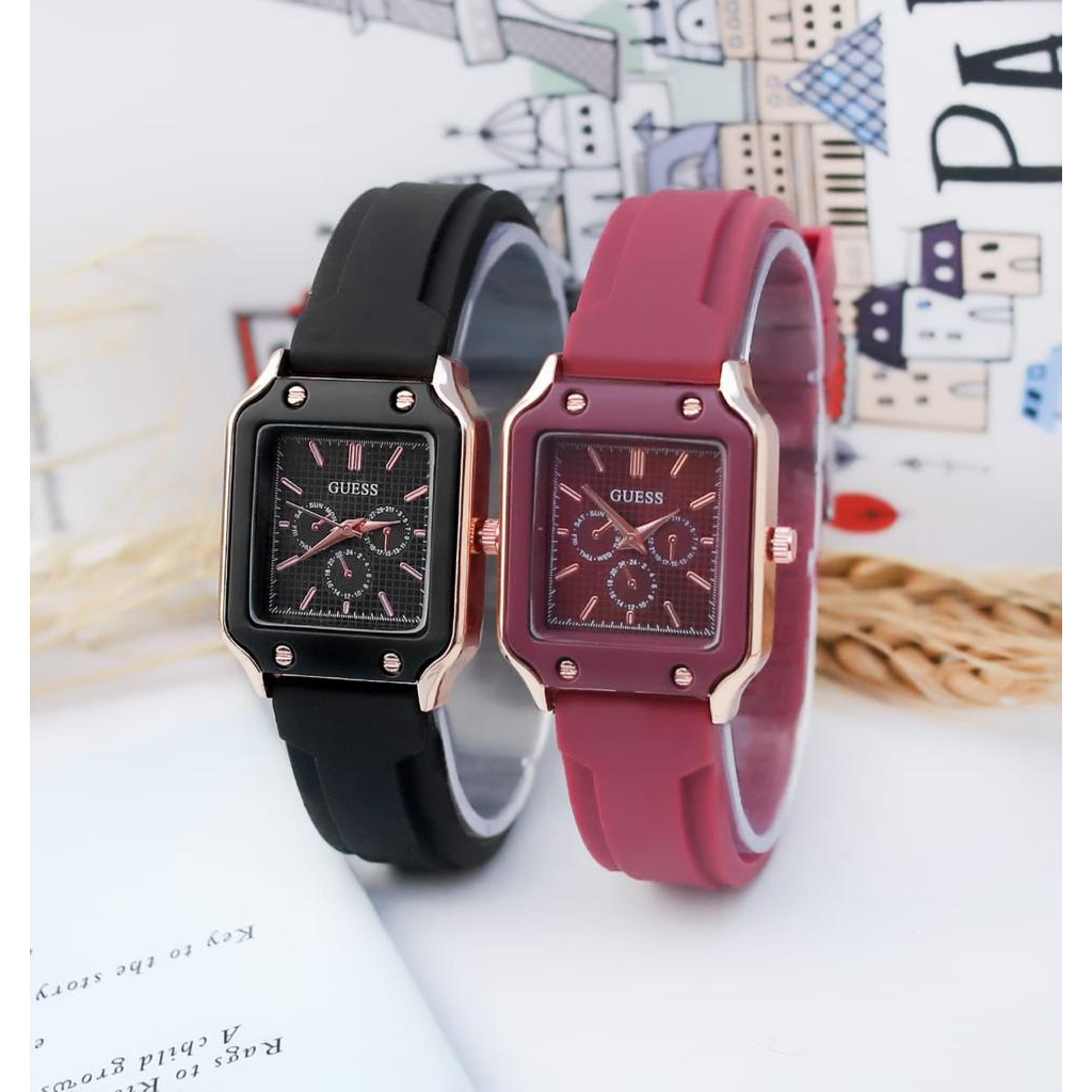 (Best) WBS Jam Tangan Quartz Strap PU Analog Chrono Casual Gaya Retro Wanita & Pria Ulzzang Watch