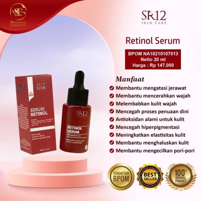 SERUM RETINOL SR12 HERBAL SKINCARE Pemutih dan penghalus wajah
